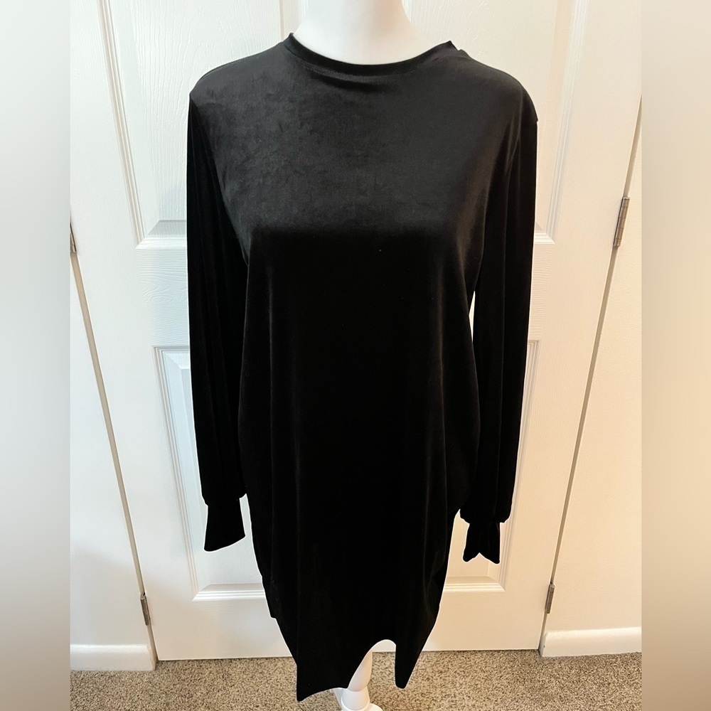 Zara Collection Black Velvet Long Sleeve Dress Size S